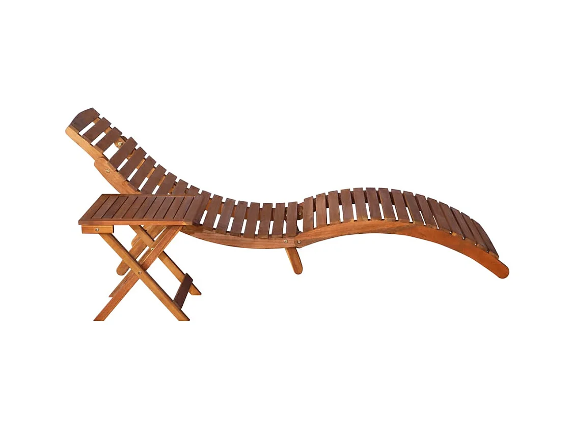 Chaise longue met tafel Massief acaciahout Bruin