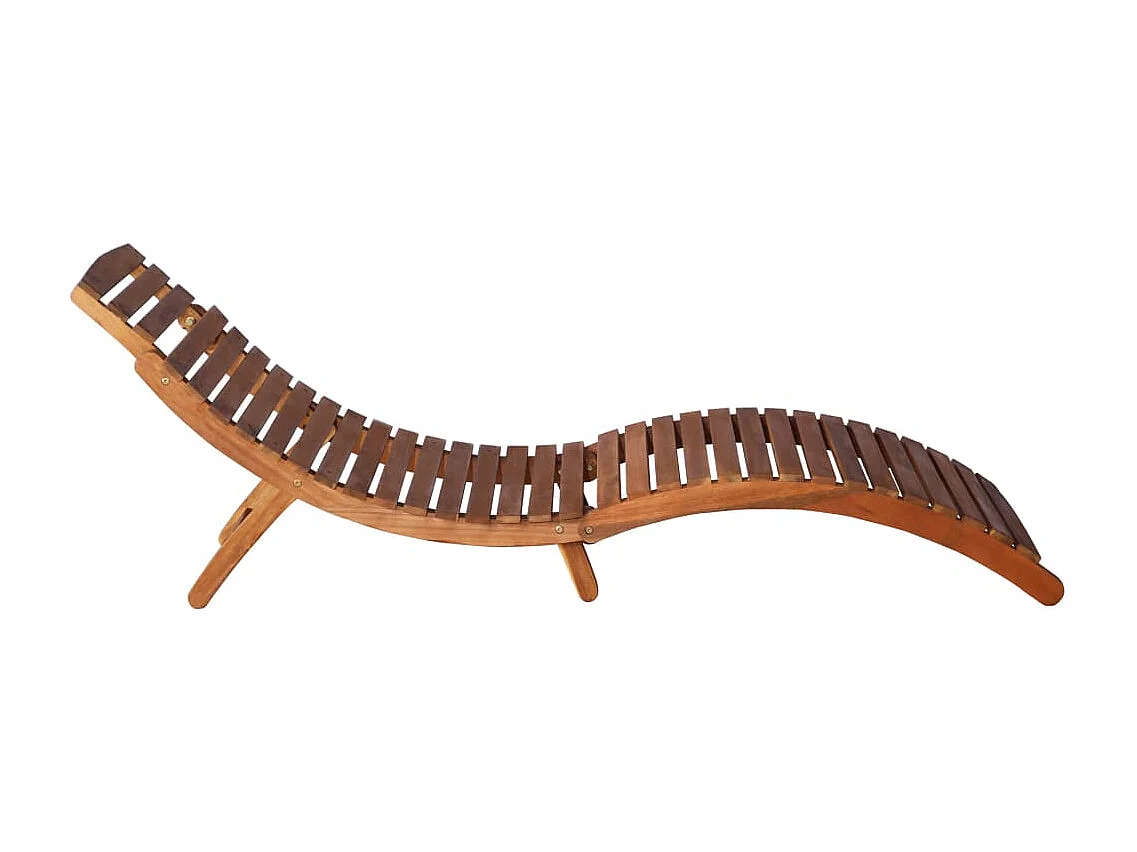 Chaise longue met tafel Massief acaciahout Bruin