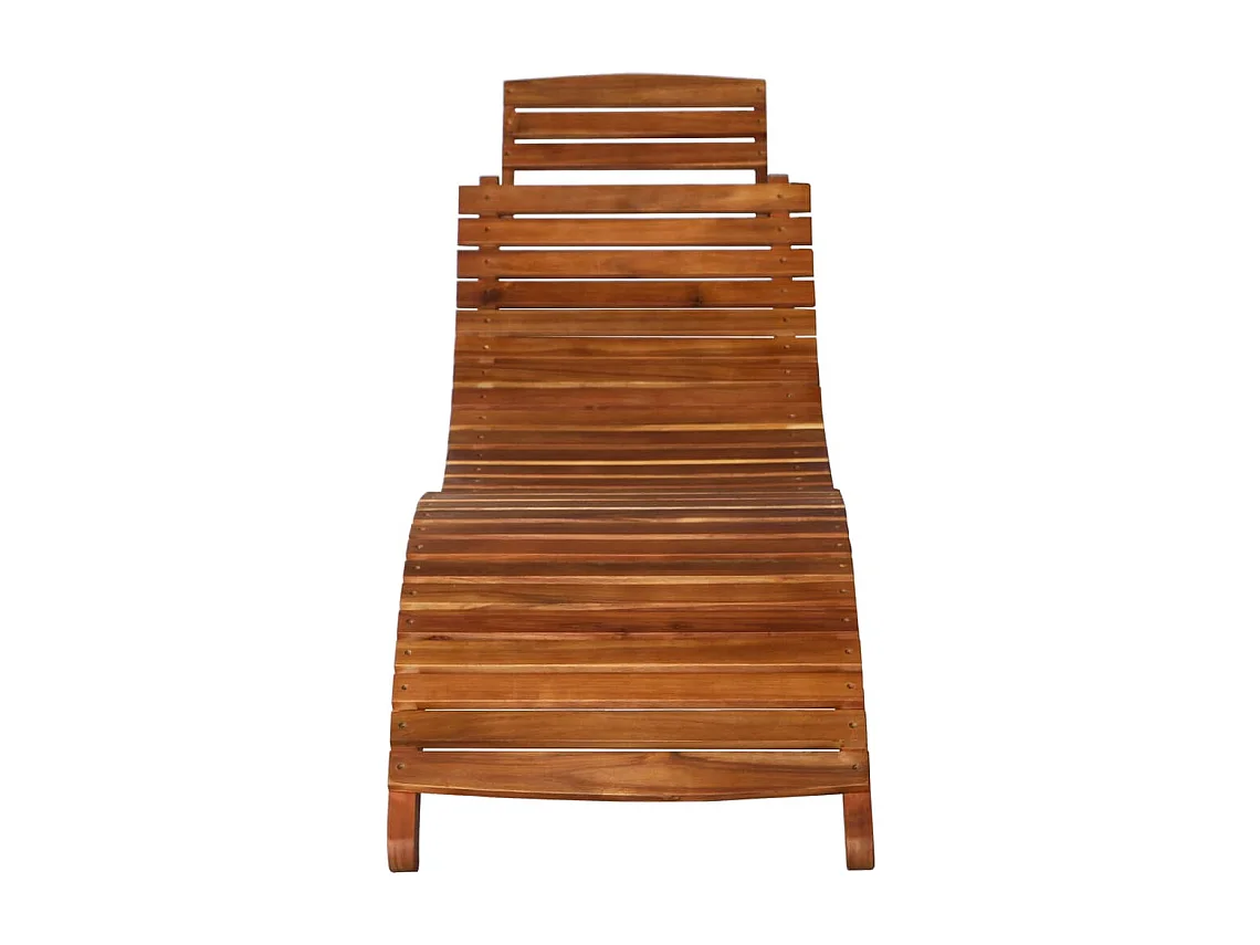 Chaise longue con tavolo Legno massello di acacia Marrone