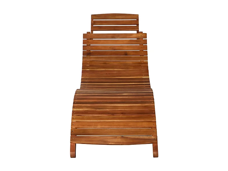 Chaise longue con tavolo Legno massello di acacia Marrone