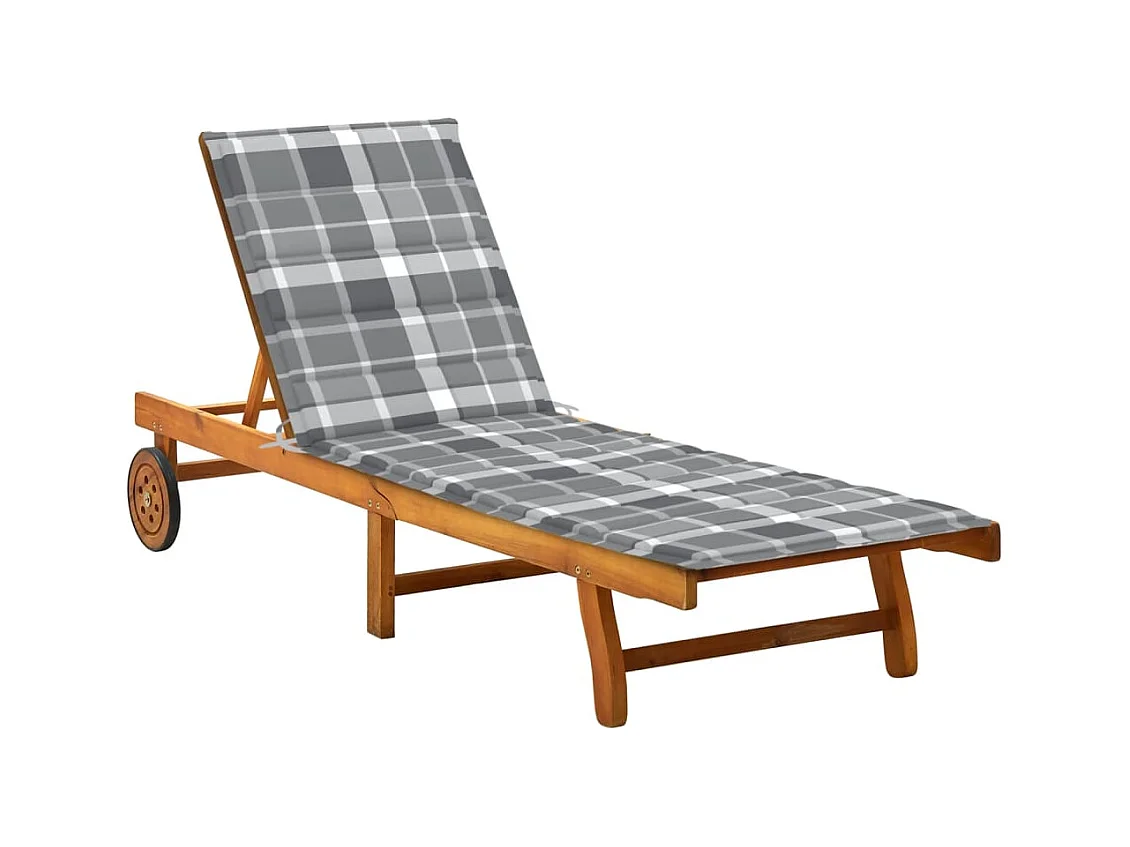 Chaise longue de jardin avec coussin Bois d'acacia solide