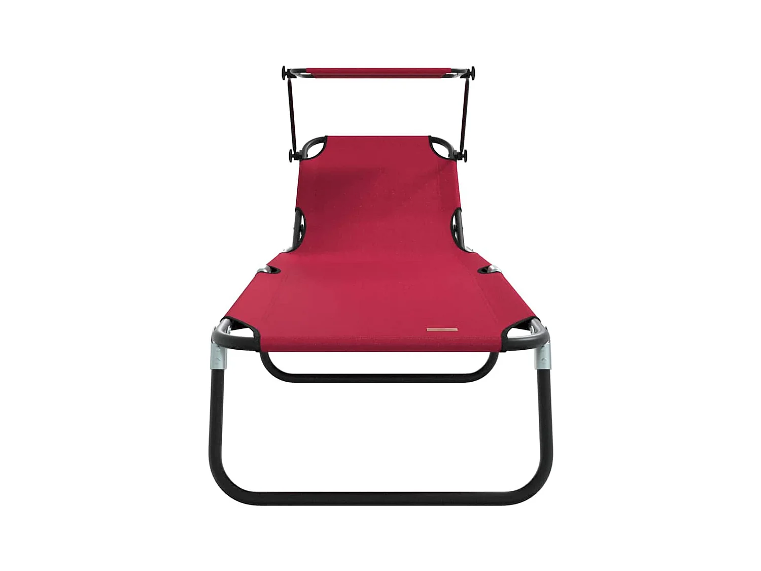 Chaise longue pliable avec un auvent rouge en tissu Oxford 600D
