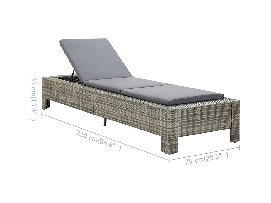 Transat avec coussin Gris Résine tressée