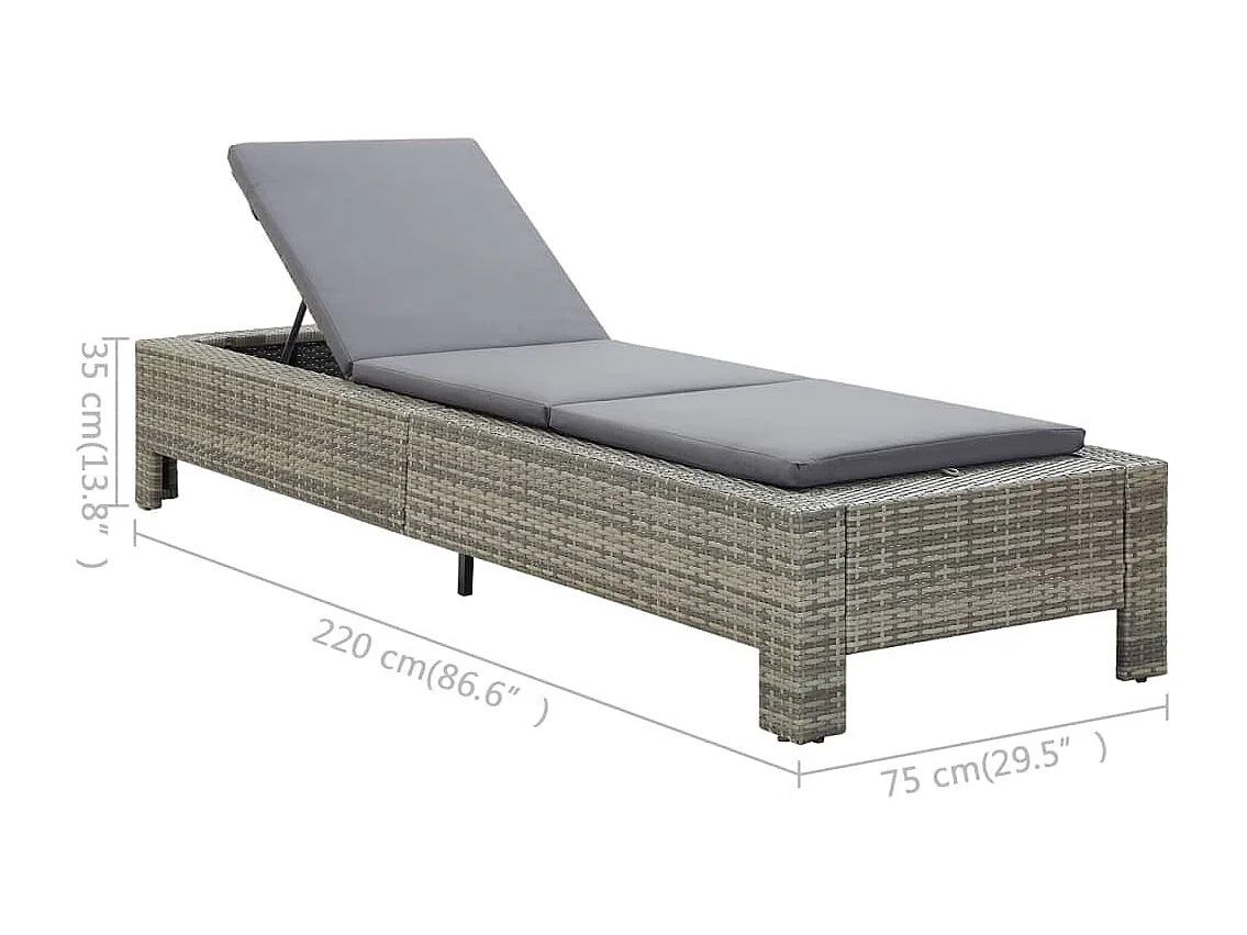 Transat avec coussin Gris Résine tressée