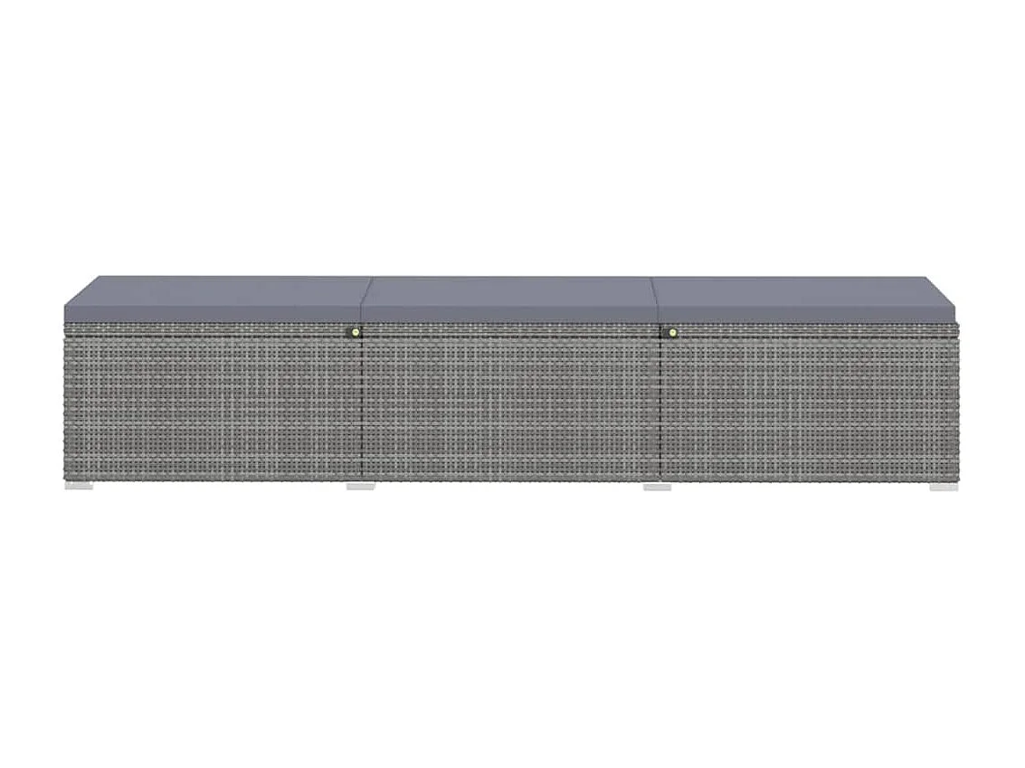 Sillones de jardín mesa de té 3 piezas mimbre sintético gris