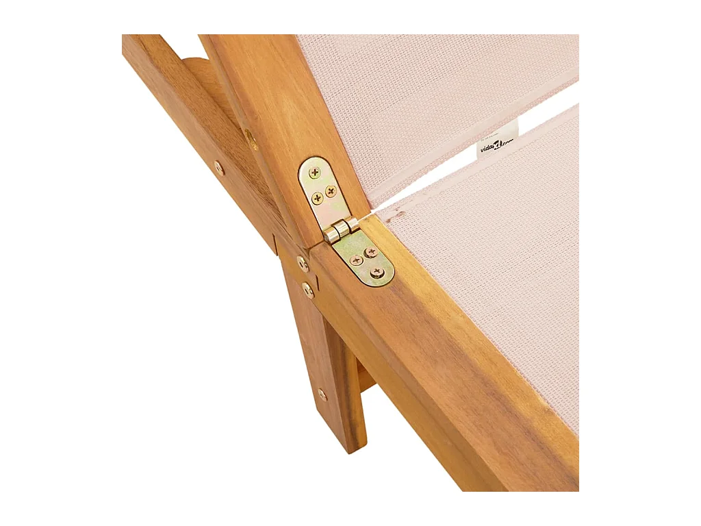 Crèmekleurige chaise longue en tafel in massief acaciahout en textileen