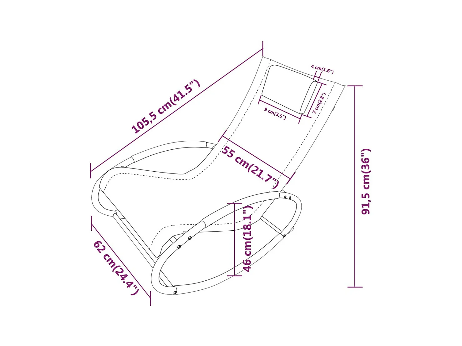 Chaise longue met stalen en grijs textileen kussen
