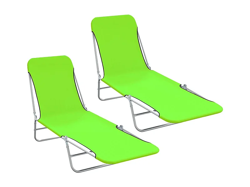 Opvouwbare ligstoelen set van 2 Staal en groene stof
