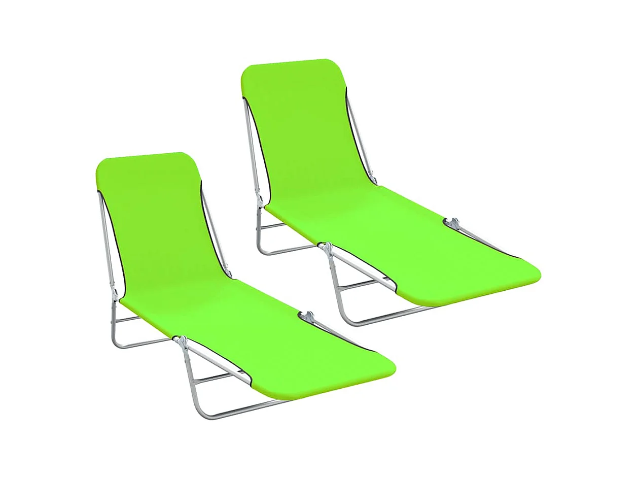 Opvouwbare ligstoelen set van 2 Staal en groene stof
