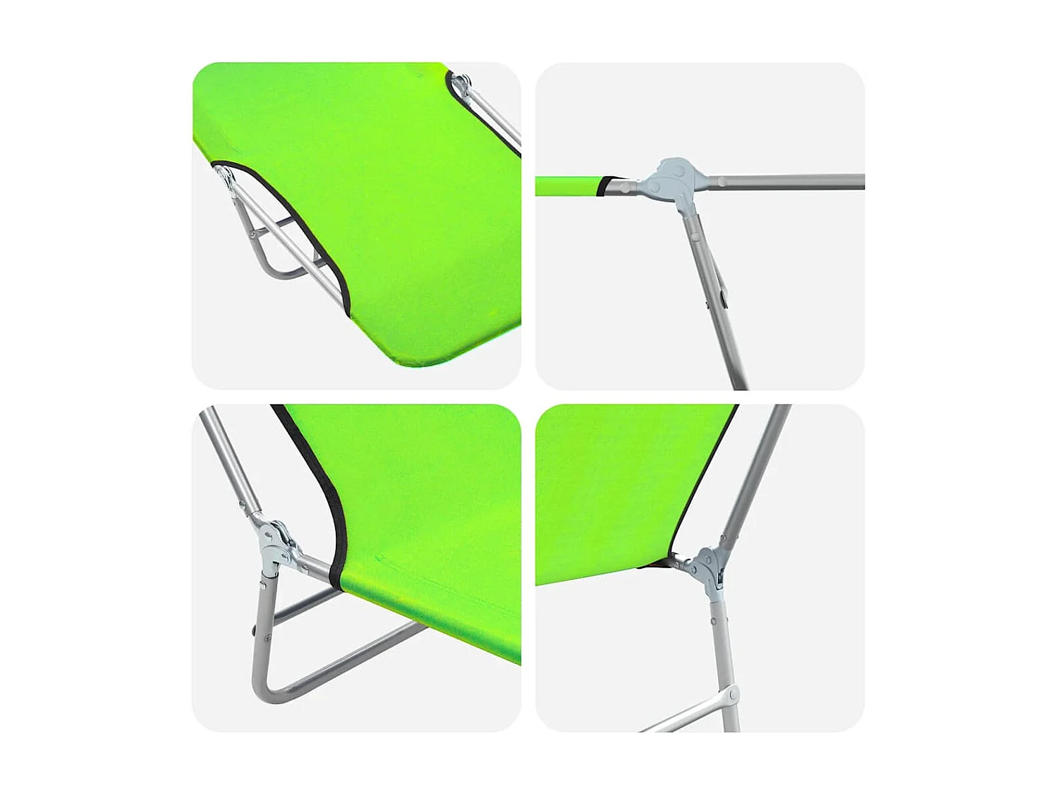 Opvouwbare ligstoelen set van 2 Staal en groene stof