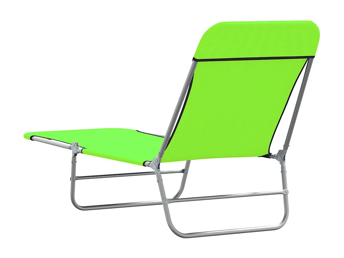 Set di 2 sedie a sdraio pieghevoli in acciaio e tessuto verde