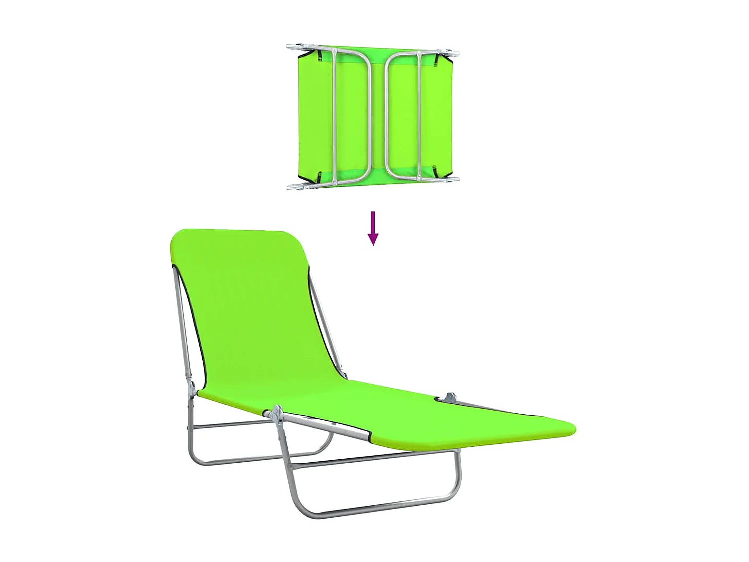 Set di 2 sedie a sdraio pieghevoli in acciaio e tessuto verde