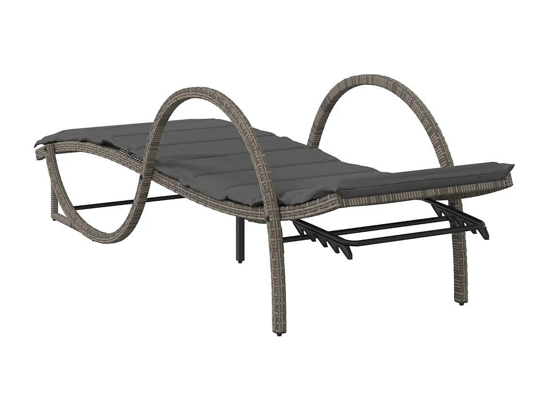 Conjunto de 2 tumbonas con mesa de mimbre de resina gris