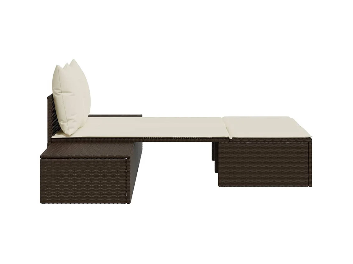 Dubbele chaise longue met bruine kunsthars rieten kussens