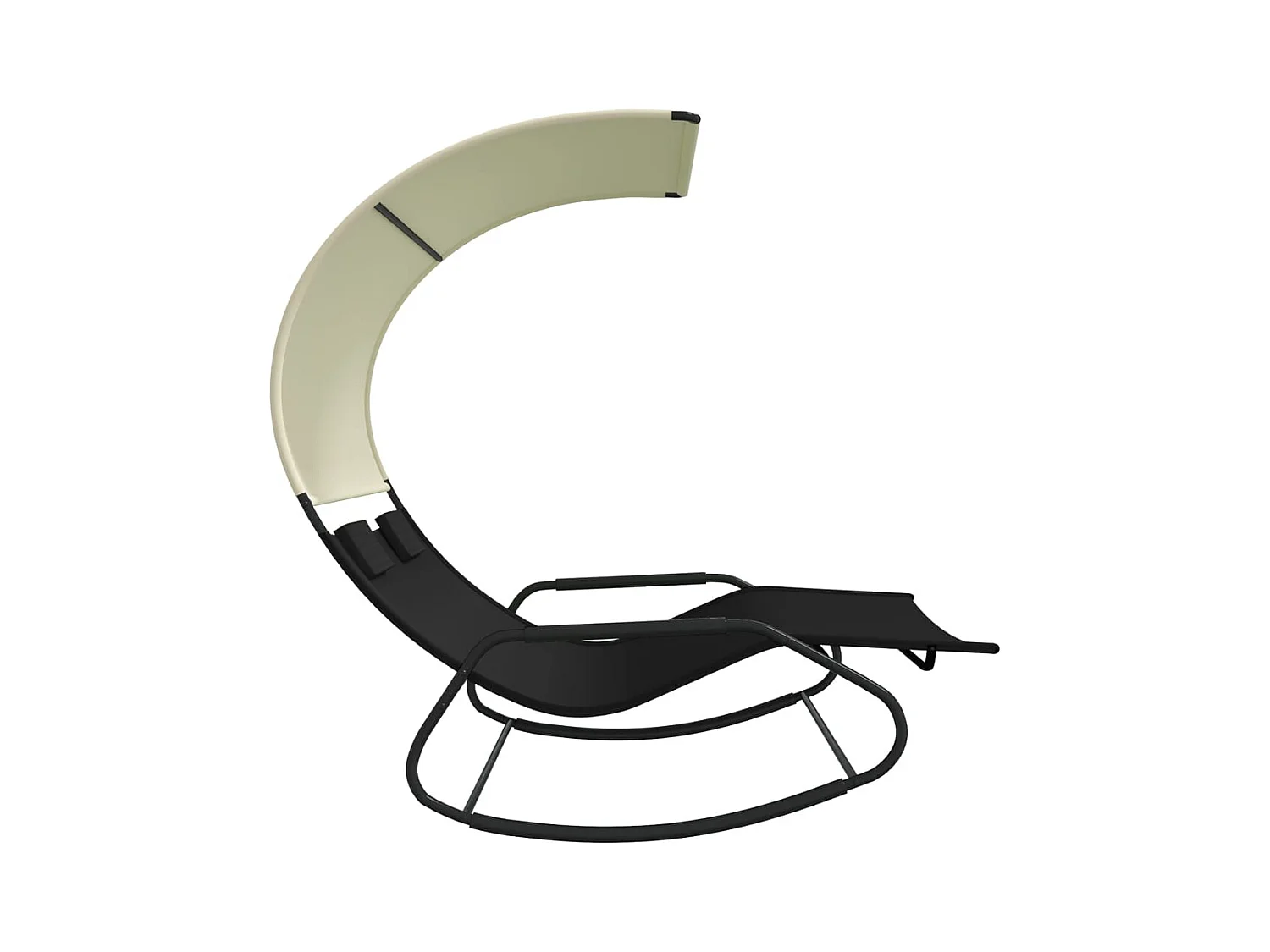 Dubbele schommelstoel met luifel, zwart en crème
