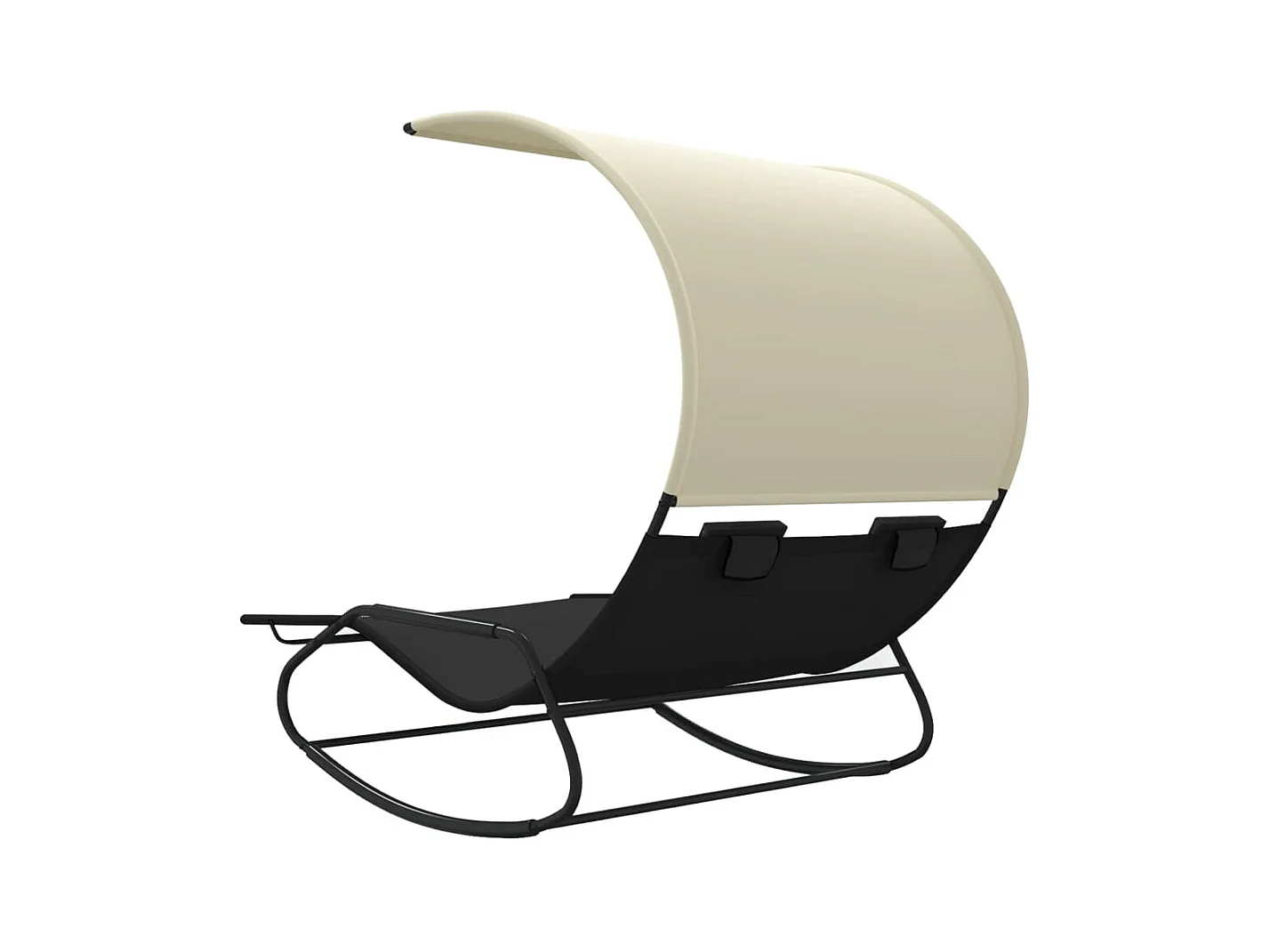 Dubbele schommelstoel met luifel, zwart en crème