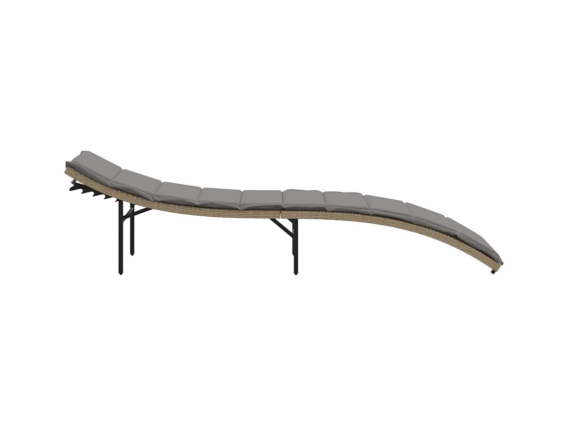 Chaise longue met beige kussen 55x199x50 cm geweven hars