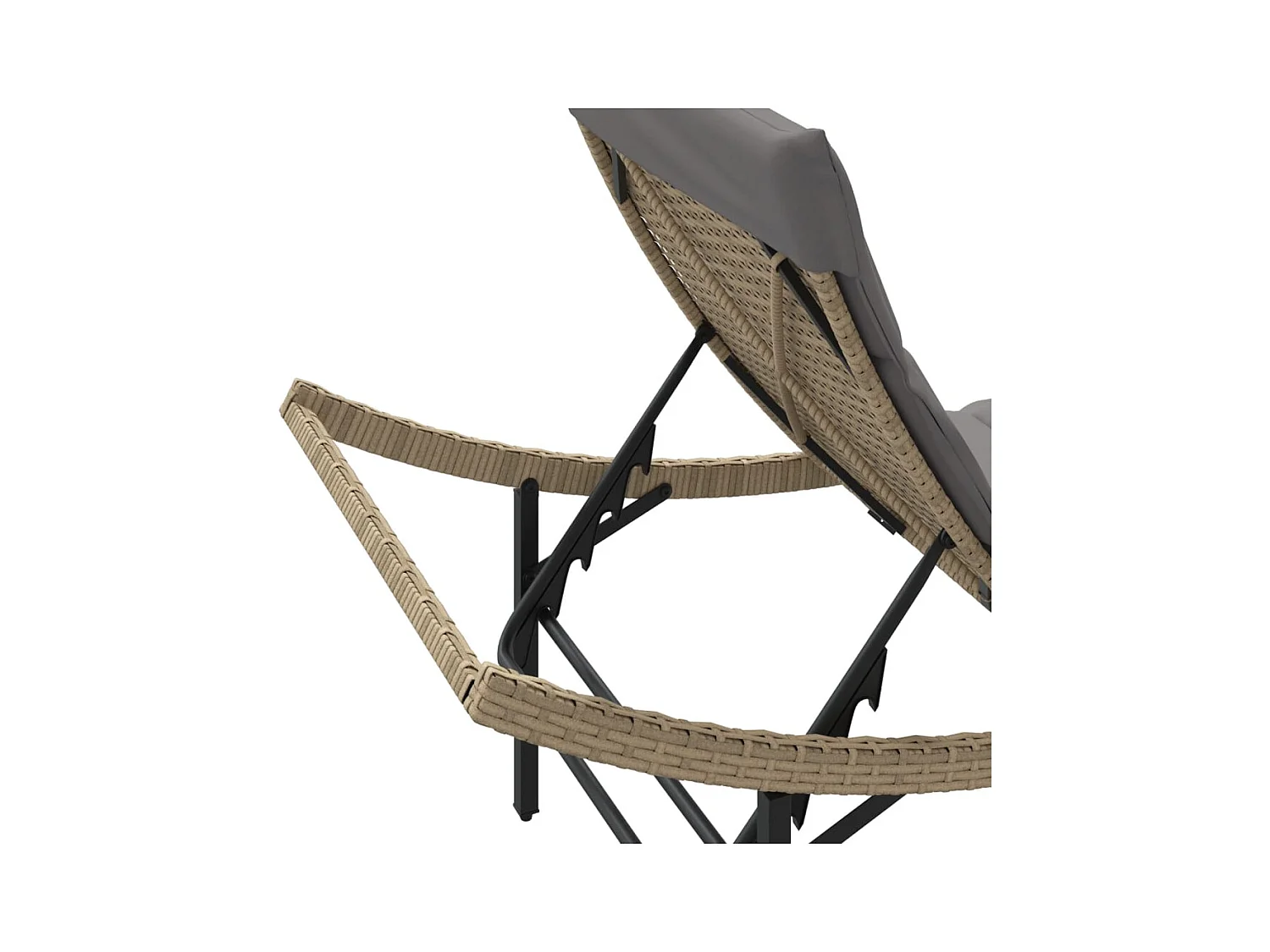 Chaise longue met beige kussen 55x199x50 cm geweven hars