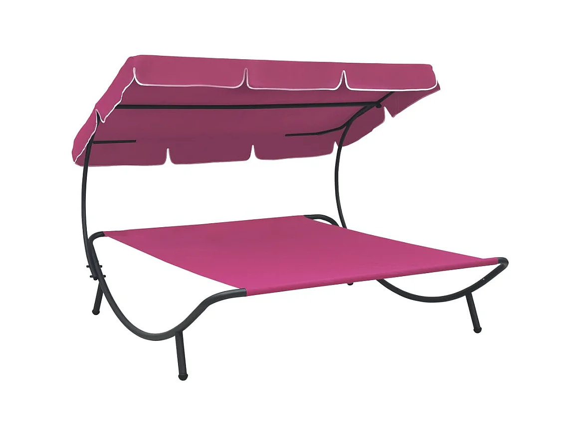 Lit de repos d'extérieur avec auvent rose