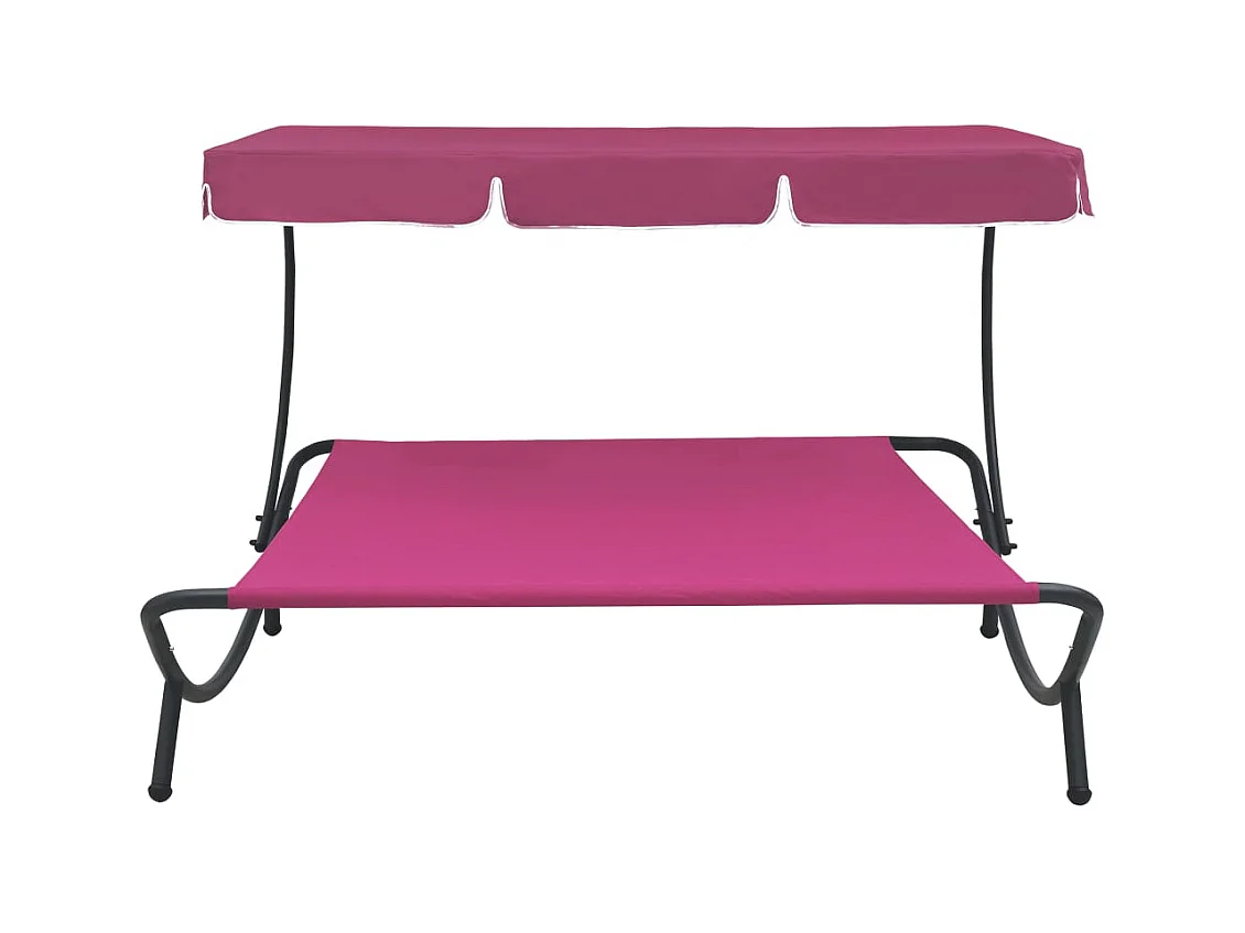 Lit de repos d'extérieur avec auvent rose