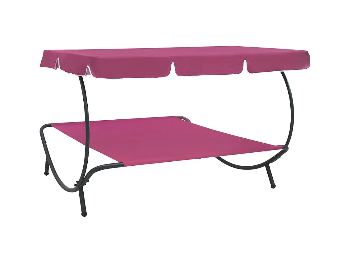 Lit de repos d'extérieur avec auvent rose