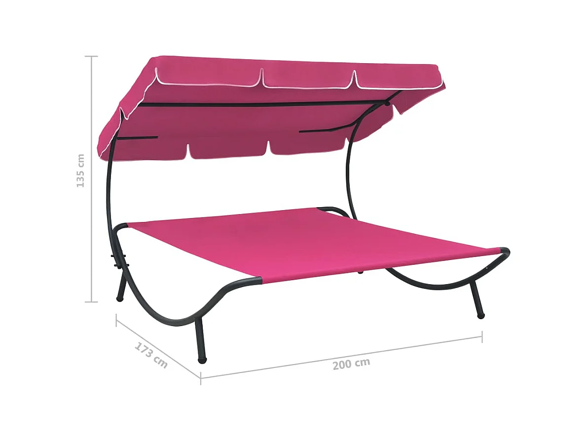 Lit de repos d'extérieur avec auvent rose