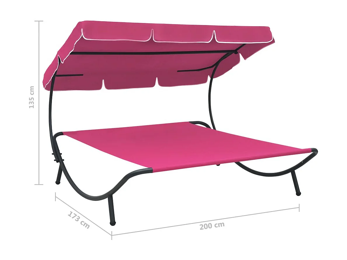 Lit de repos d'extérieur avec auvent rose