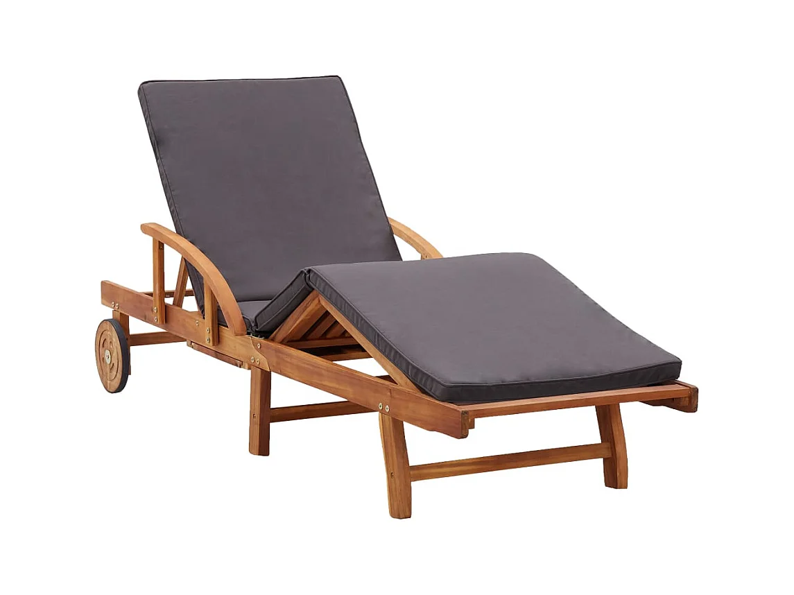 Chaise longue avec coussin bois d'acacia solide