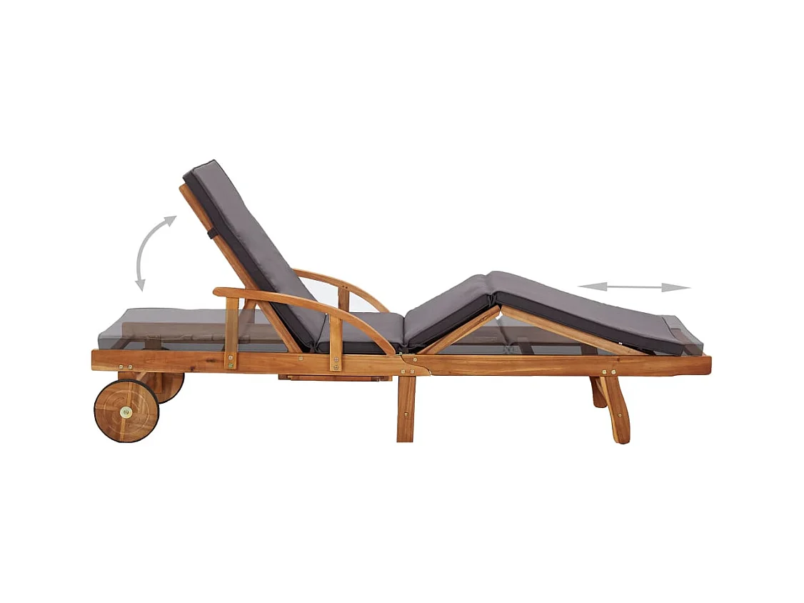 Chaise longue avec coussin bois d'acacia solide