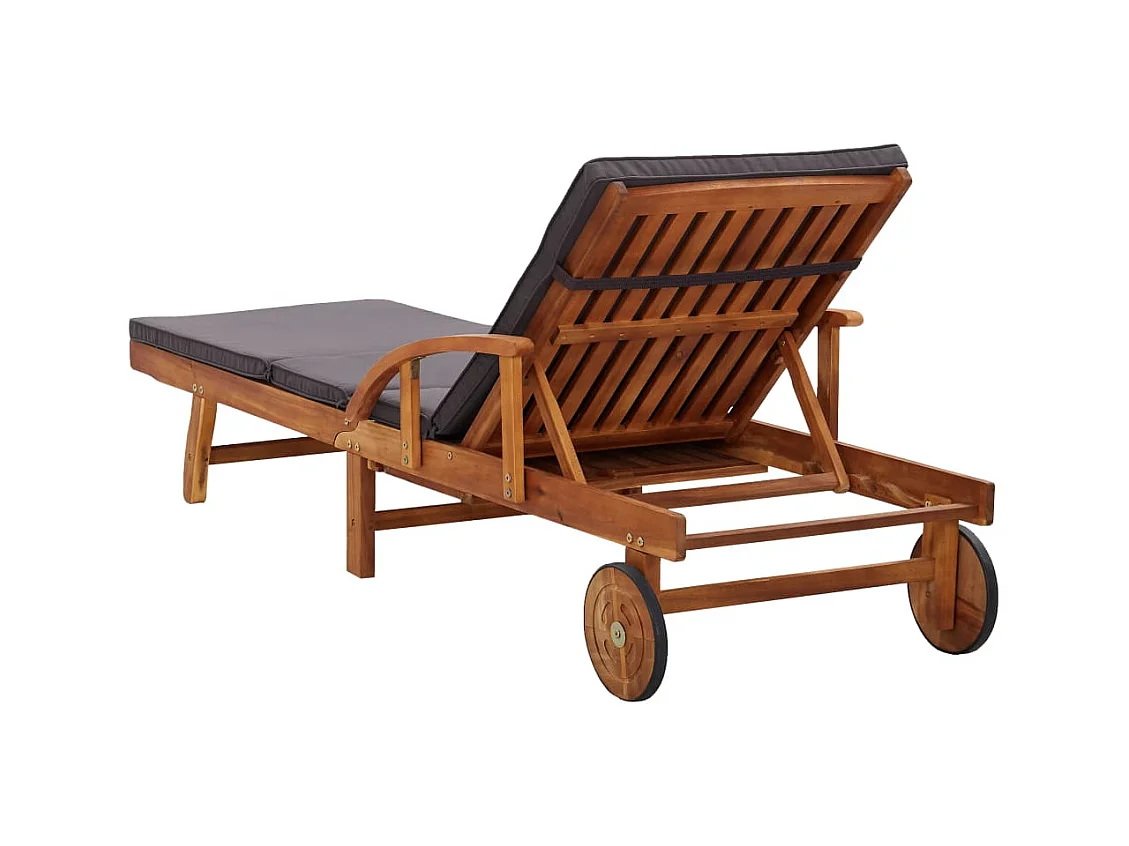 Chaise longue avec coussin bois d'acacia solide