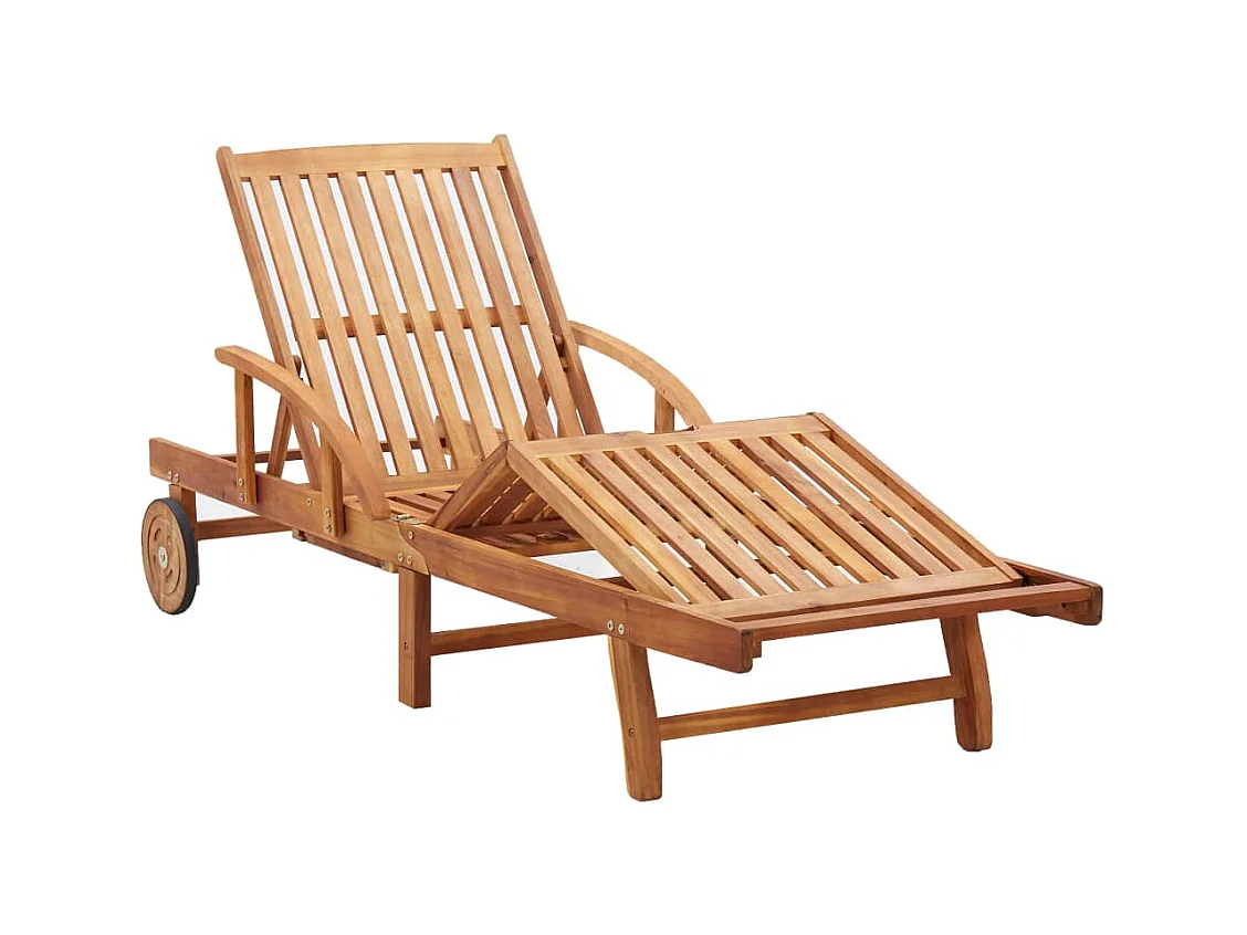 Chaise longue avec coussin bois d'acacia solide