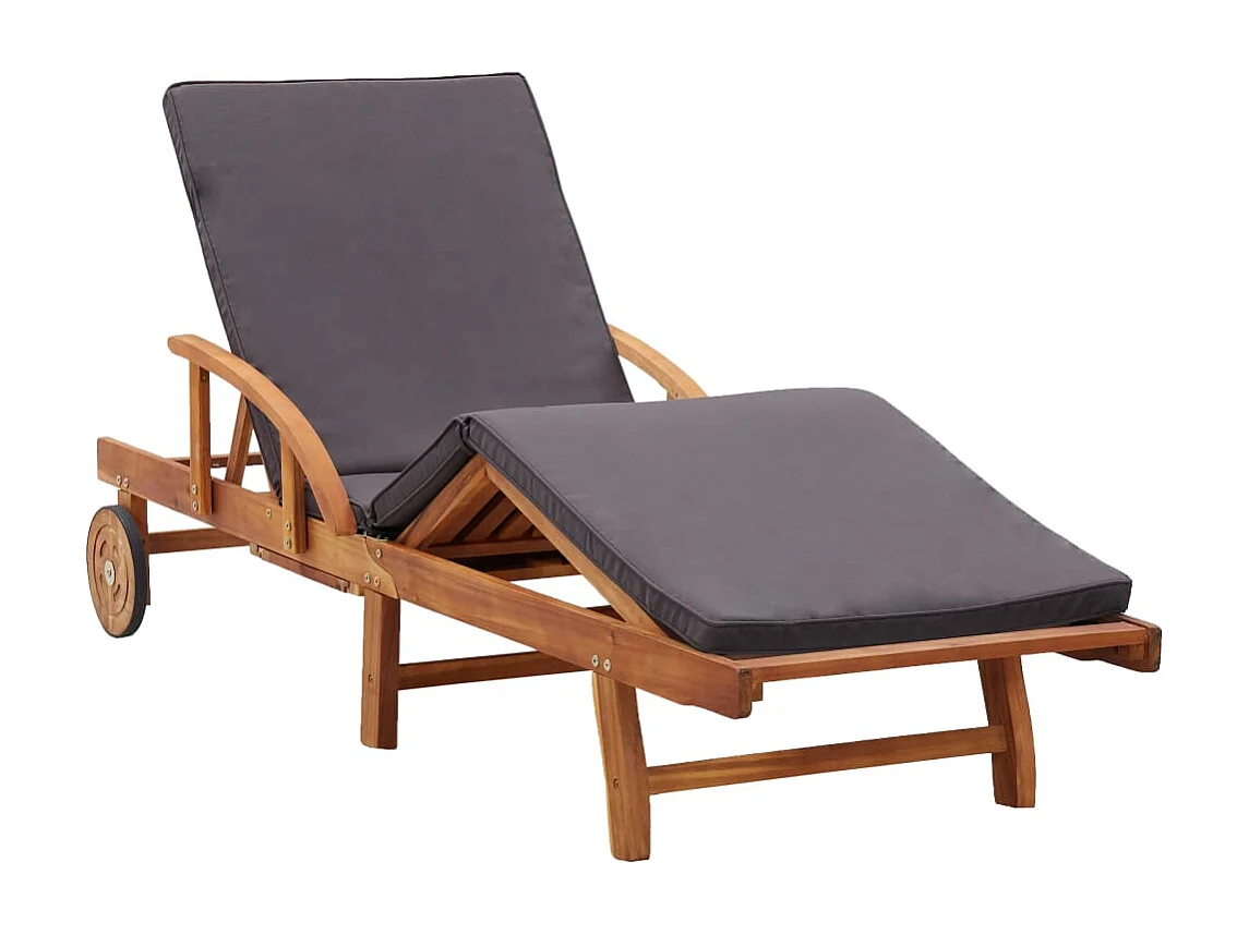 Chaise longue avec coussin bois d'acacia solide