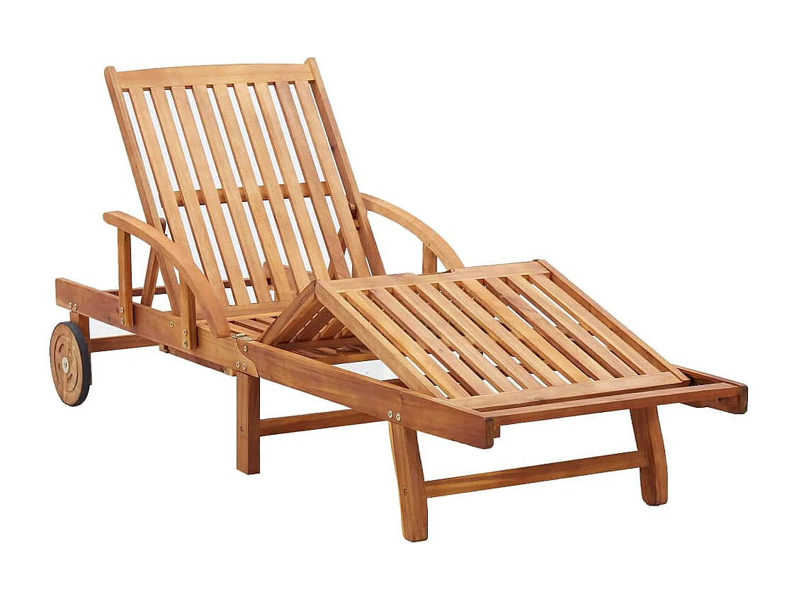 Chaise longue avec coussin bois d'acacia solide