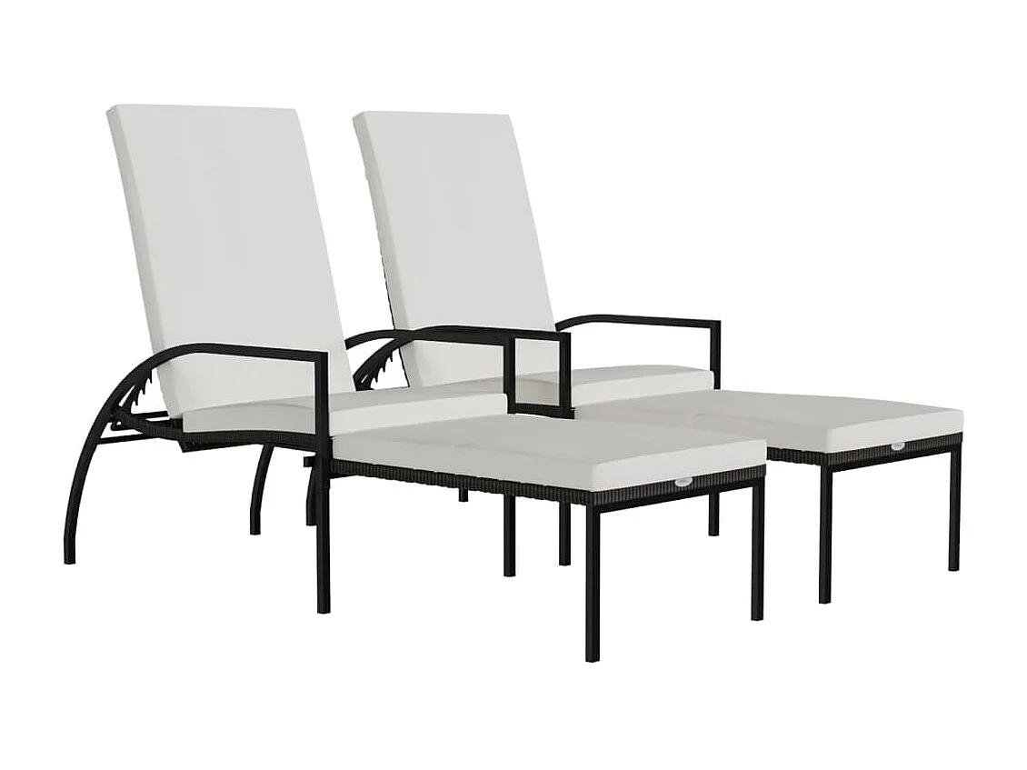 sedie a sdraio in rattan marrone con poggiapiedi