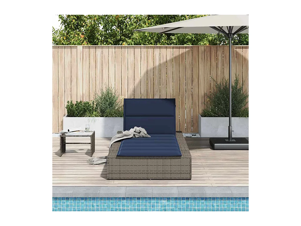 Transat avec coussin flottant gris résine tressée