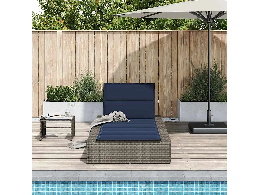 Transat avec coussin flottant gris résine tressée