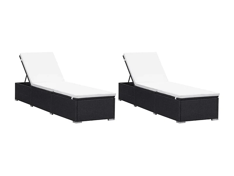 Loungestoelen met kussens set van 2 Zwarte geweven hars