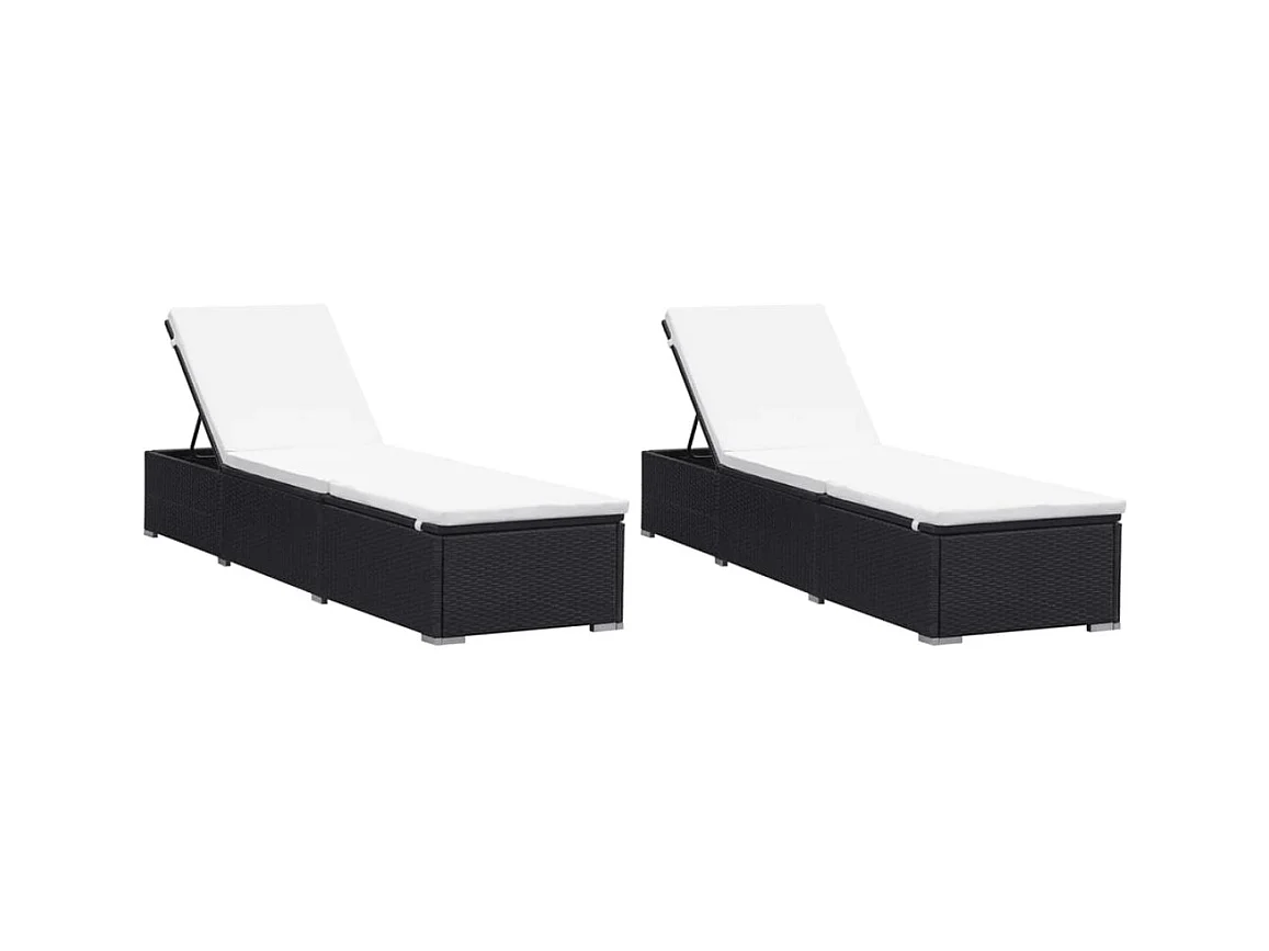 Loungestoelen met kussens set van 2 Zwarte geweven hars