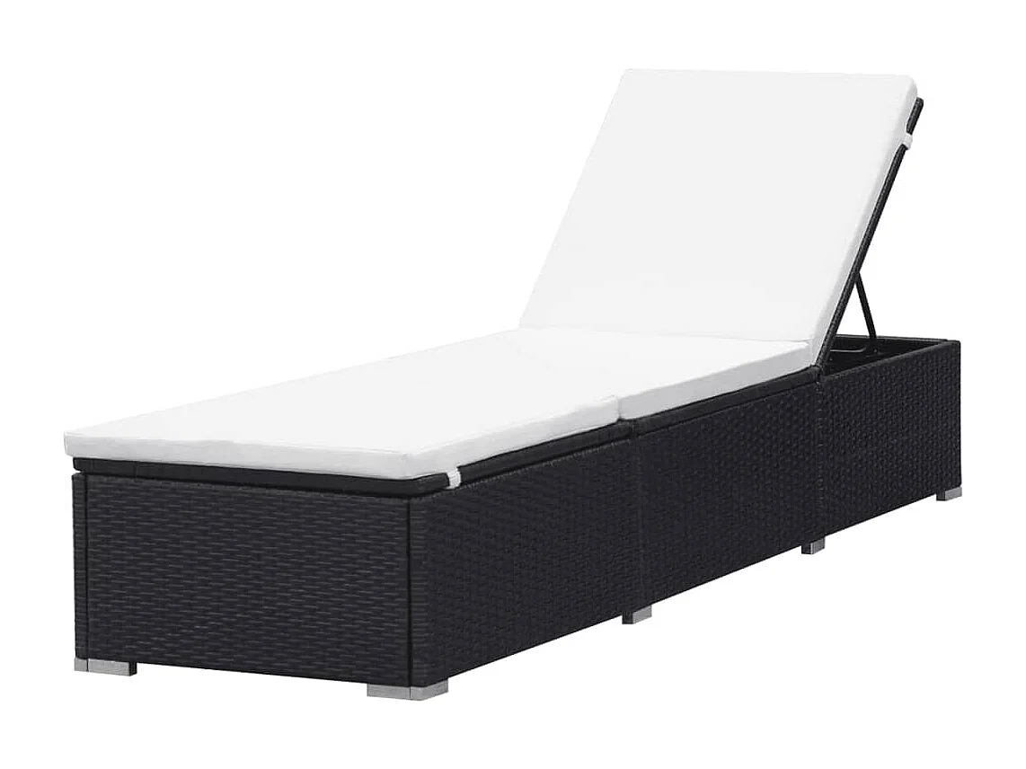 Set di 2 poltrone con cuscini in resina intrecciata nera