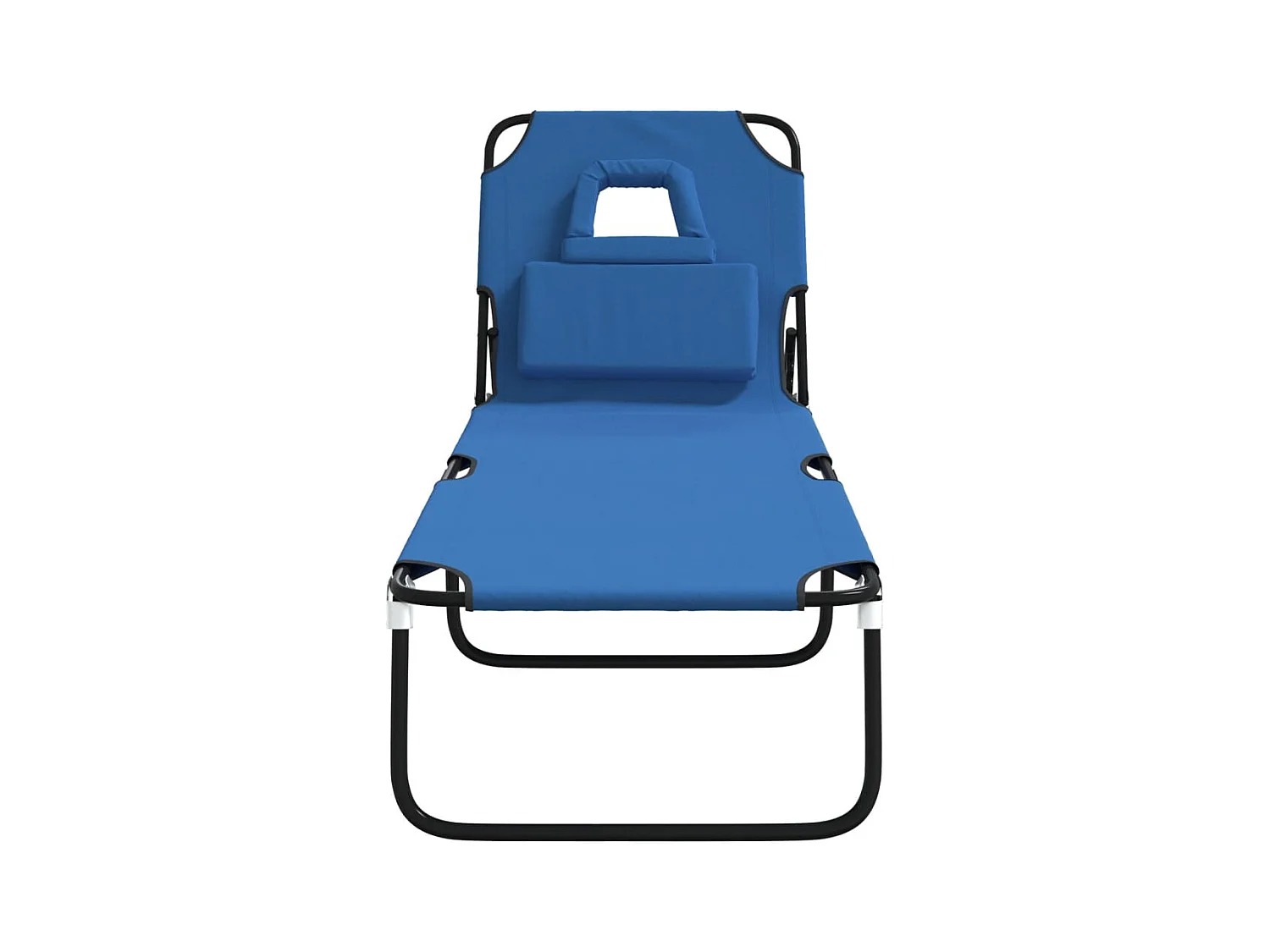 Opvouwbare loungestoel, blauwe Oxford stof, gepoedercoat staal