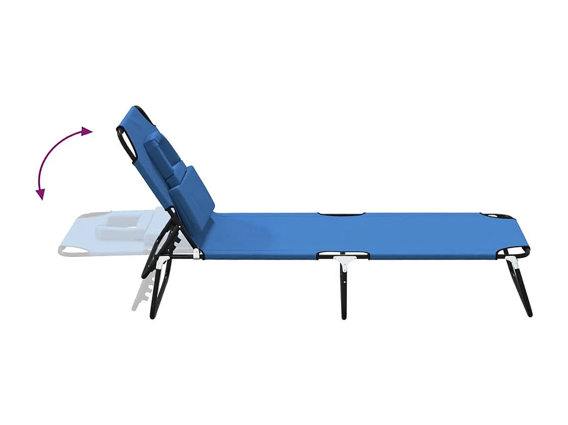 Opvouwbare loungestoel, blauwe Oxford stof, gepoedercoat staal