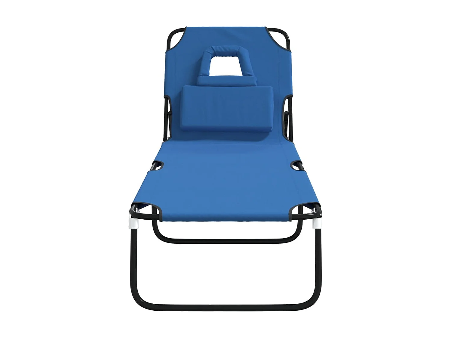 Klappbarer Loungesessel, blauer Oxford-Stoff, pulverbeschichteter Stahl