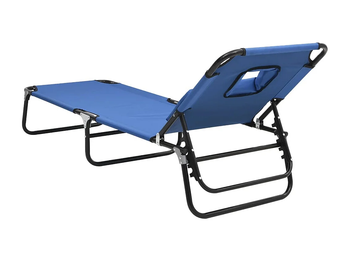 Klappbarer Loungesessel, blauer Oxford-Stoff, pulverbeschichteter Stahl