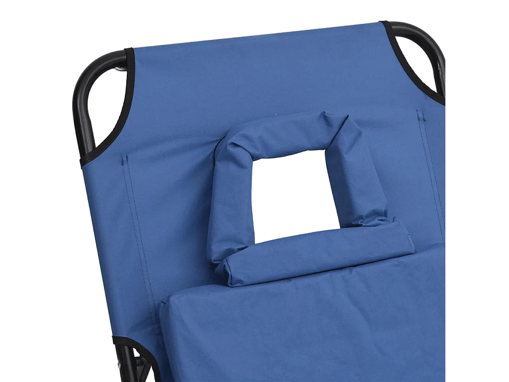 Klappbarer Loungesessel, blauer Oxford-Stoff, pulverbeschichteter Stahl