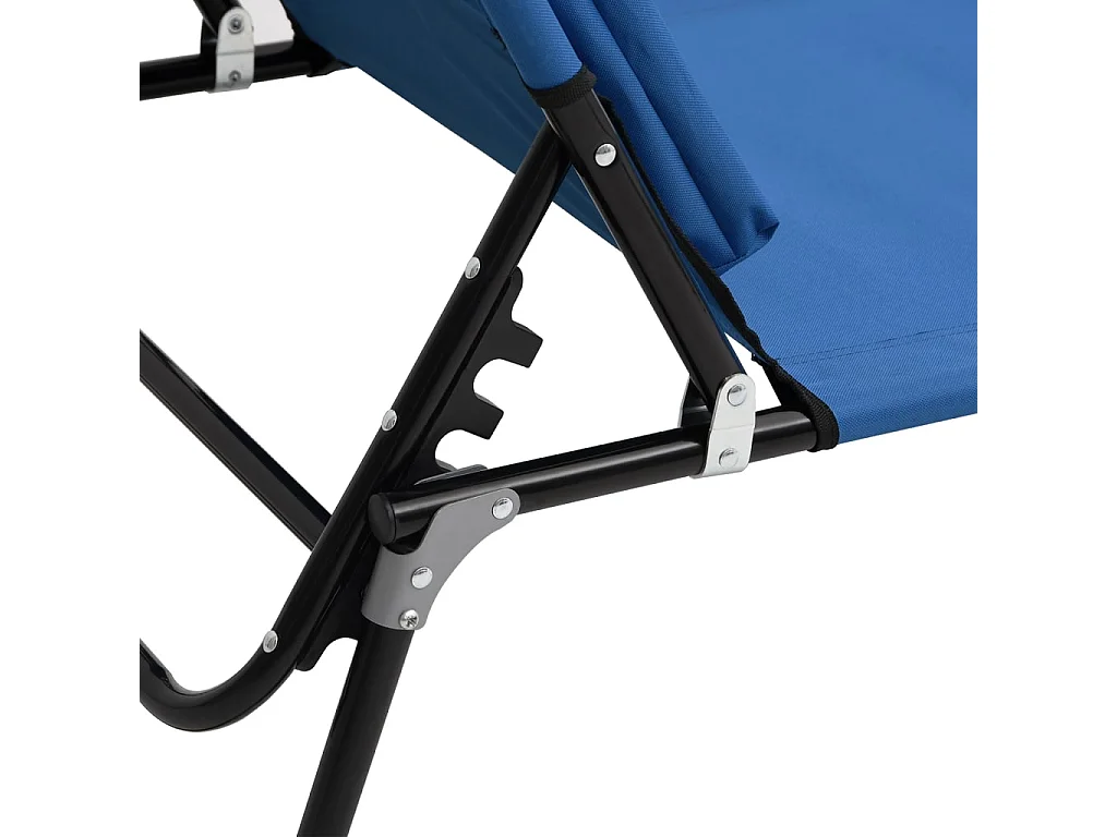 Klappbarer Loungesessel, blauer Oxford-Stoff, pulverbeschichteter Stahl