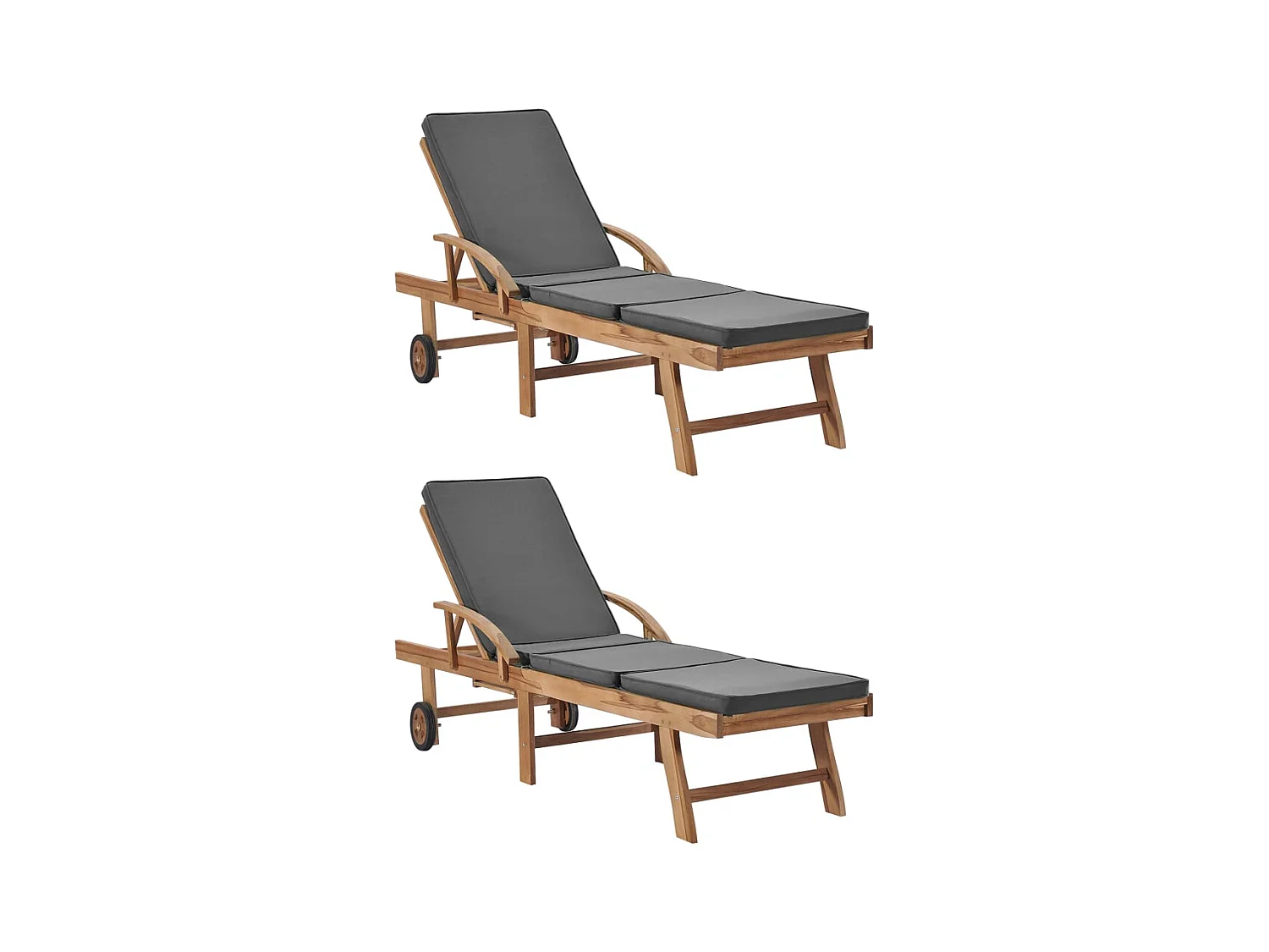 tumbonas y cojines de madera maciza de teca gris oscuro