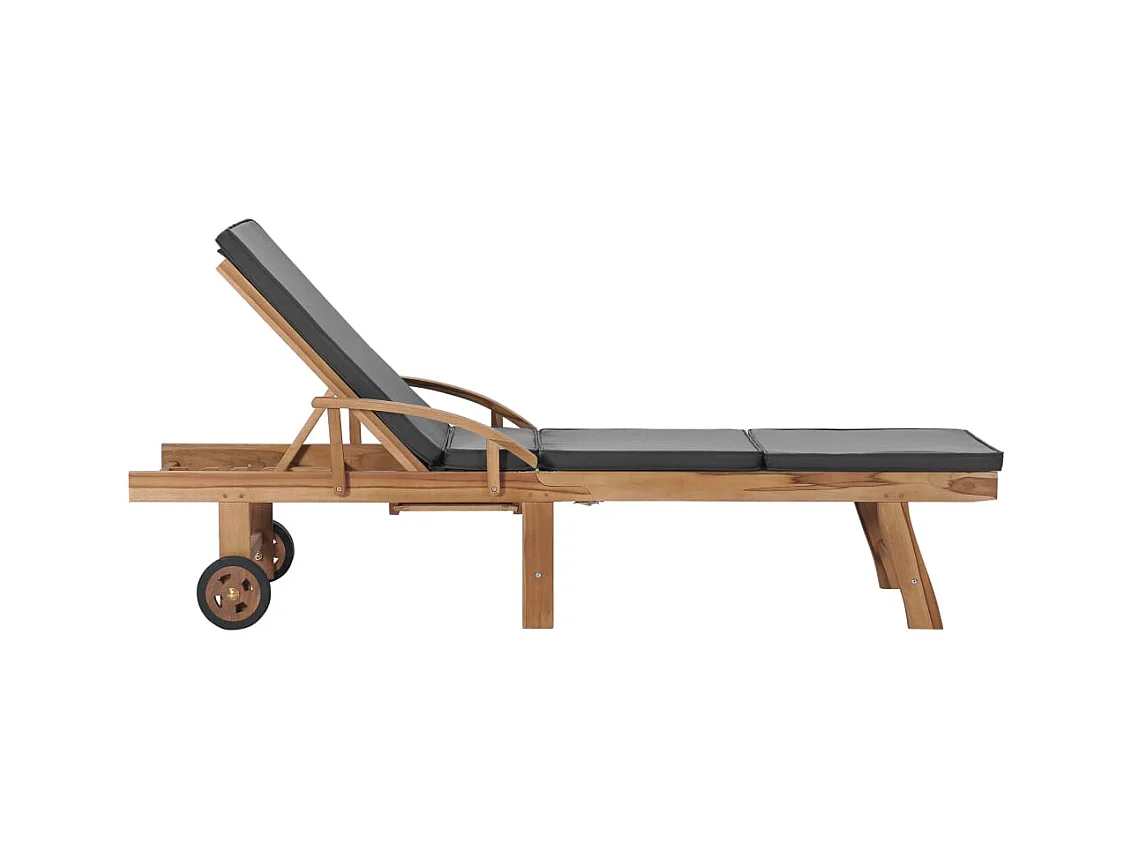 tumbonas y cojines de madera maciza de teca gris oscuro