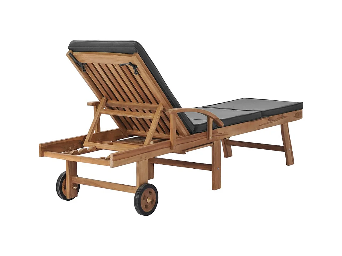 tumbonas y cojines de madera maciza de teca gris oscuro