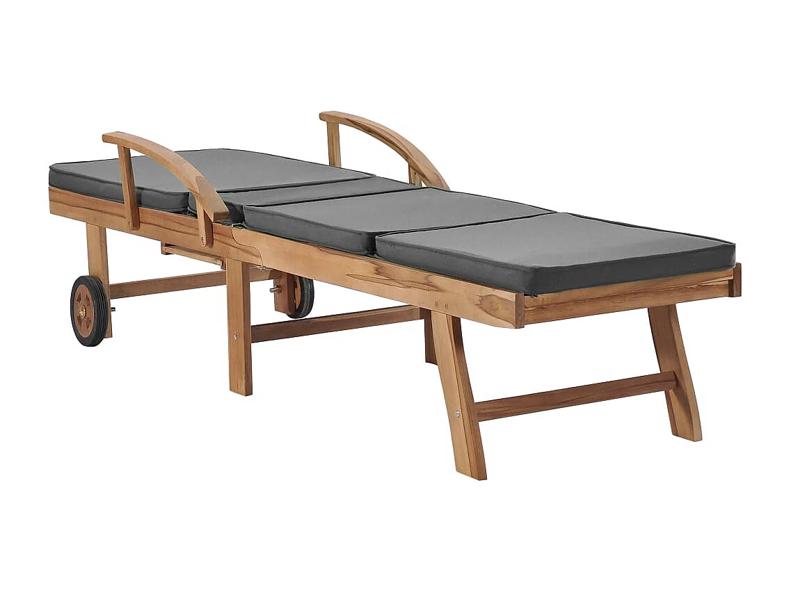 lettini prendisole e cuscini in legno massello di teak grigio scuro