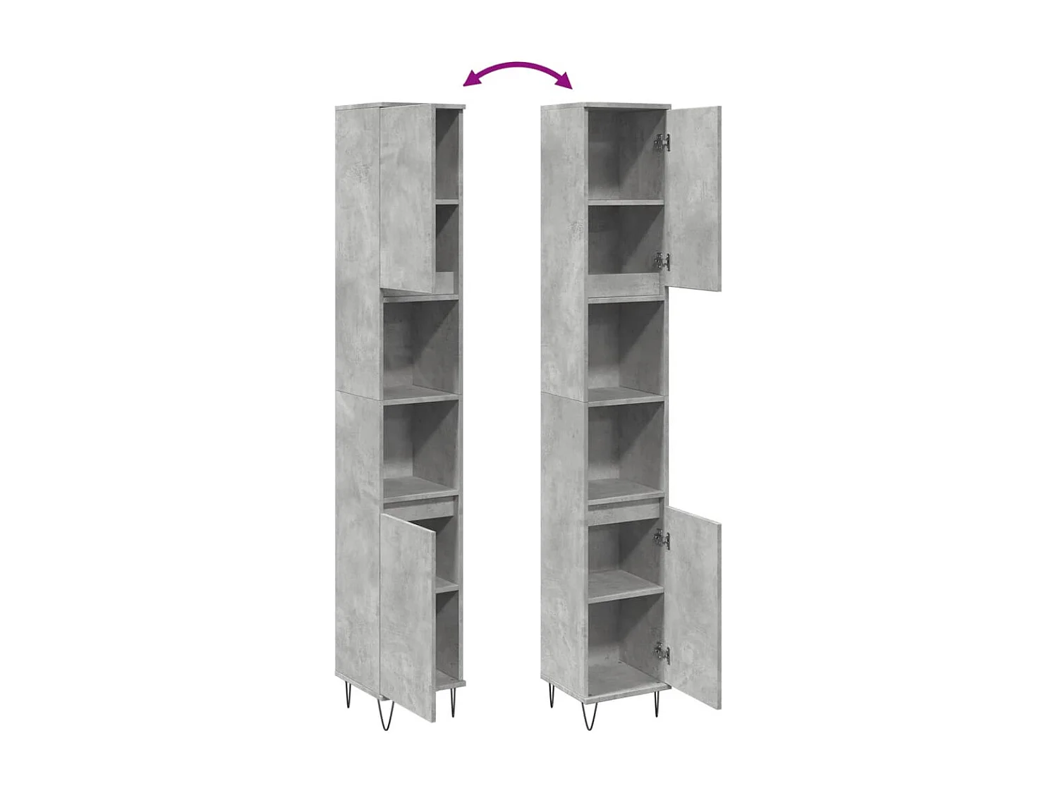 Armoire de salle de bain gris béton 30x30x190 cm
